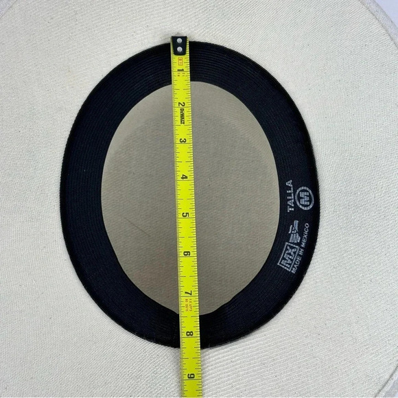 Artesanal Embroidered Colorful Mexican Sombrero Hat Tan Hand Made Large Woman - Picture 9 of 11